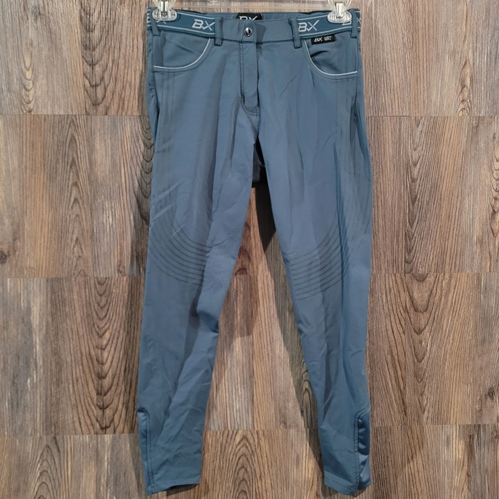 B Vertigo Silicone Knee Breeches Size 28 x 27 Blue Equestrian Stretch Pockets